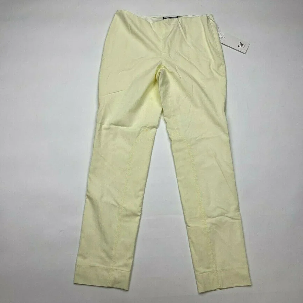 Worth Equestrian Pants Zip Closure Lined Flat Front Yellow Trousers Women 4 NWT‎